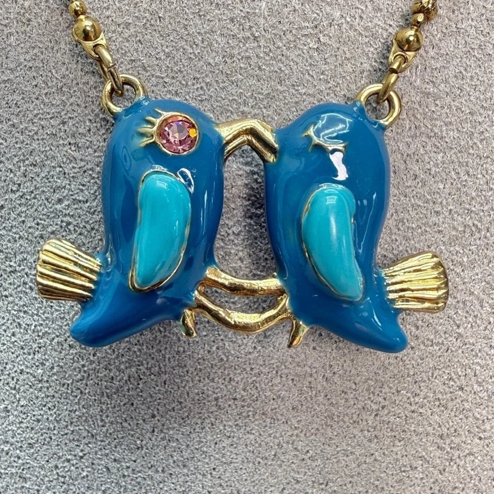 Betsey Johnson Love Bluebird Double Layer Necklace 15